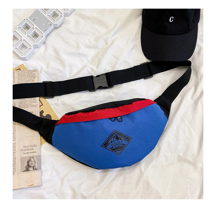 Mulheres Saco Da Cintura Da Lona Personalidade Moda Moda Modelos Ins Japonês Saco Peito Saco Do Mensageiro Do Ombro Esportes Hip Hop Rua: Azul