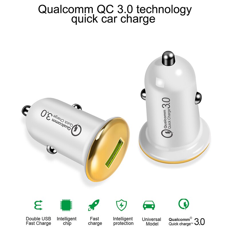 Car-Charger QC3.0 Car Quick Charge USB Fast Charging for Mobile phone for iPhone Samsung Huawei Mini Car USB Chargers Adapter