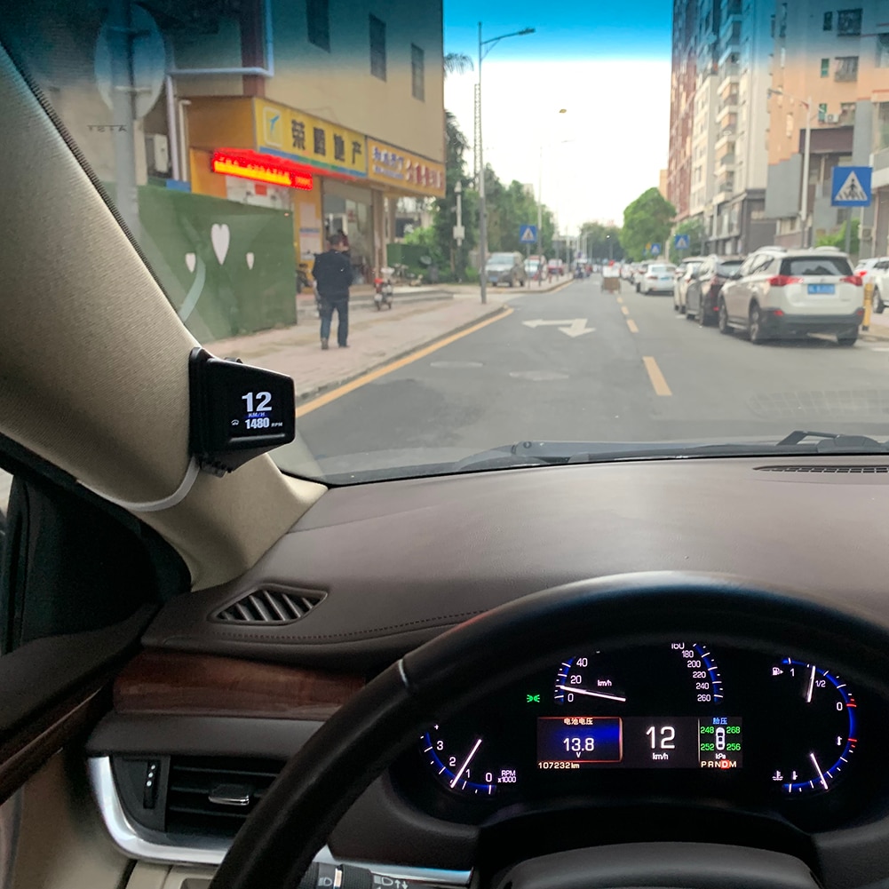 Car On-board Computer OBD 2 GPS HUD A-Pillar Trim Dashboard Speedometer Gauge for Outdoor Personal Car Parts Decoration