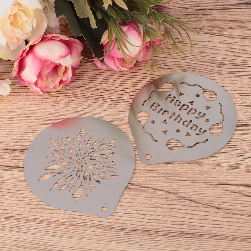 1 Set of 6pcs Coffee Stencils Stainless Steel DIY Cappuccino Latte Art Template Printing Model (Assorted Style 1)