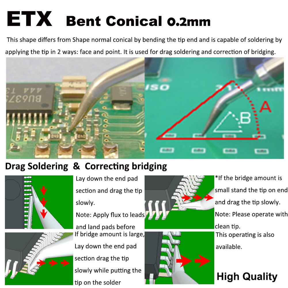 Solderen Tip Etx Bent Conische 0.6Mm Fit Weller WES51 WES50 WESD51 WE1010NA WE1010EU PES51 PES50 LR21 LR20 Ijzer Lassen bit