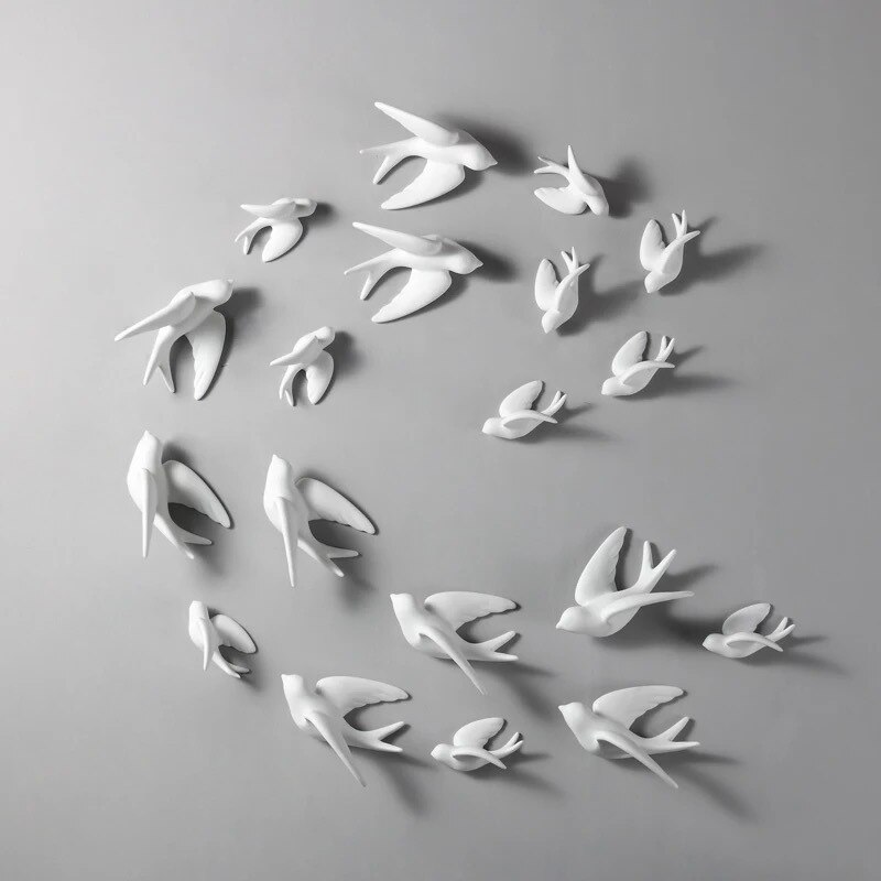 1pc 3D Ceramic Birds Murals Wall Hanging Decorations Crafts Home Ornaments VJ