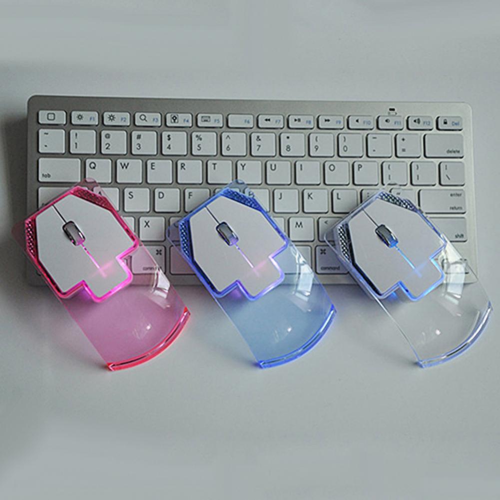 Ultra-thin Transparent 1200DPI 2.4GHz Wireless Optical Luminous Mouse for PC Desktop Laptop Notebook