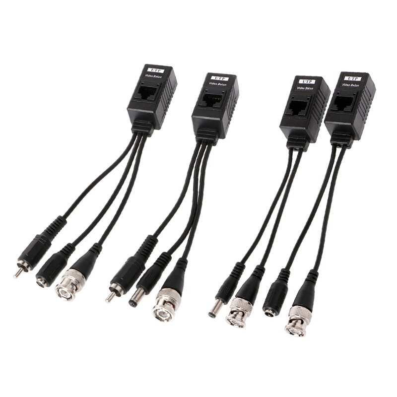 1 Pair BNC To RJ45 Passive Video Power + Audio Balun Transceiver For CCTV Camera