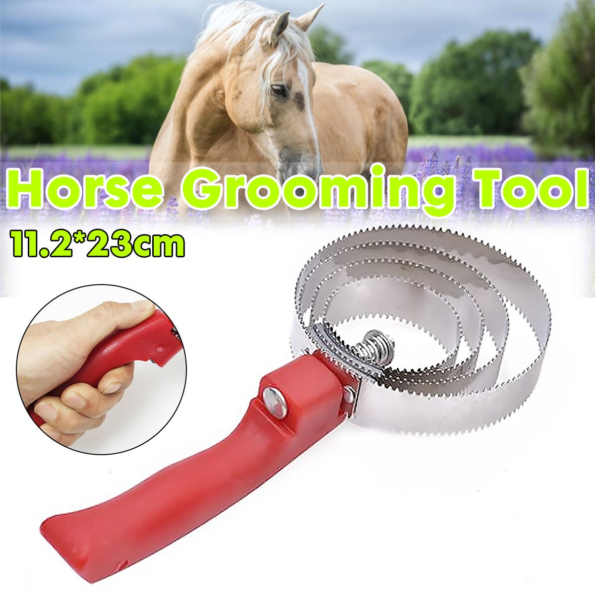Rvs Paard Zweet Schraper Met Tanden Op Zowel Side Paard Grooming Tool Verwijderen Haar Paard Care Producten