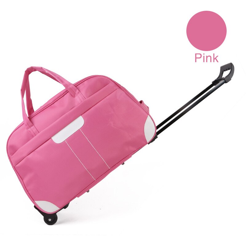 Juli'S Lied Gepäck rollen Koffer Wasserdicht Wagen Tasche Übernachtung Weekender Tasche Reise Tragen-auf Duffle Tasche Mit Rädern: Rosa