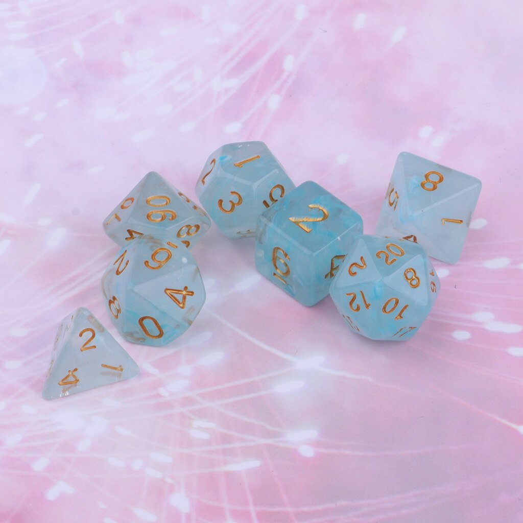 Juego de dados de 4 caras, Gema poliédrica, D4 D6 D8 D20 D & D TRPG, juego de rol: Light Blue