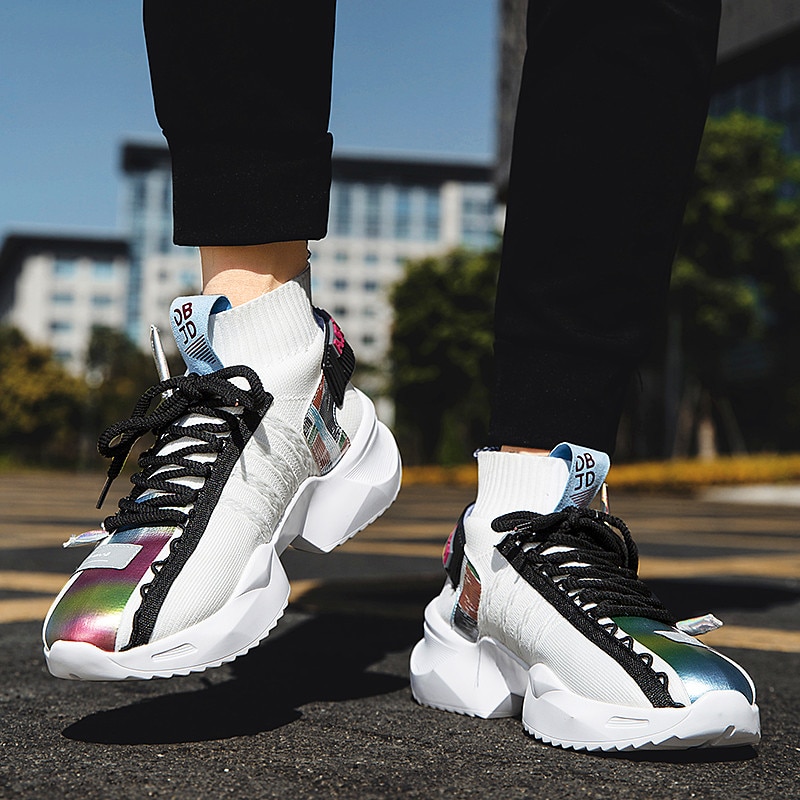 homme hip-hop hip-hop chaussures graffiti haut épais baskets léger à lacets filet décontracté chaussures garçons Zapatos Hombre