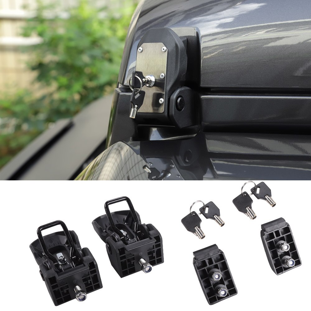For Jeep Wrangler Accessories Black Anti-Theft Hood Lock Assembly Locking Hood Catch Latches For Jeep Wrangler JL: with key black