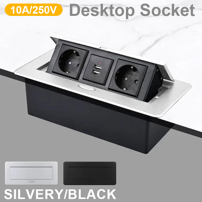Tomada de Mesa Retrátil - USB-A/USB-C - Carregamento Rápido Tipo C - Estação de Carregamento Multifuncional