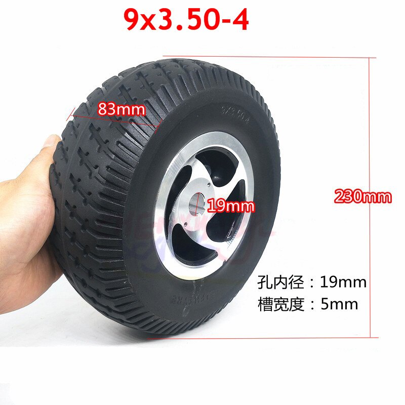 Wysokiej jakości 9 Cal koła 9x3.50-4 opony solidna opona i obręcz Combo dla skuter na gaz deskorolka motorynka elektryczny trójkołowiec: Keyway koło