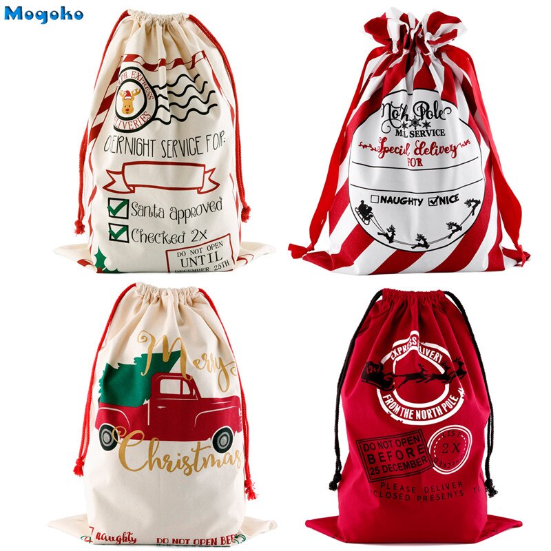 Sunligoo kerstzakken met trekkoorden canvas grote vrolijke kerst snoepzakken inpakzak