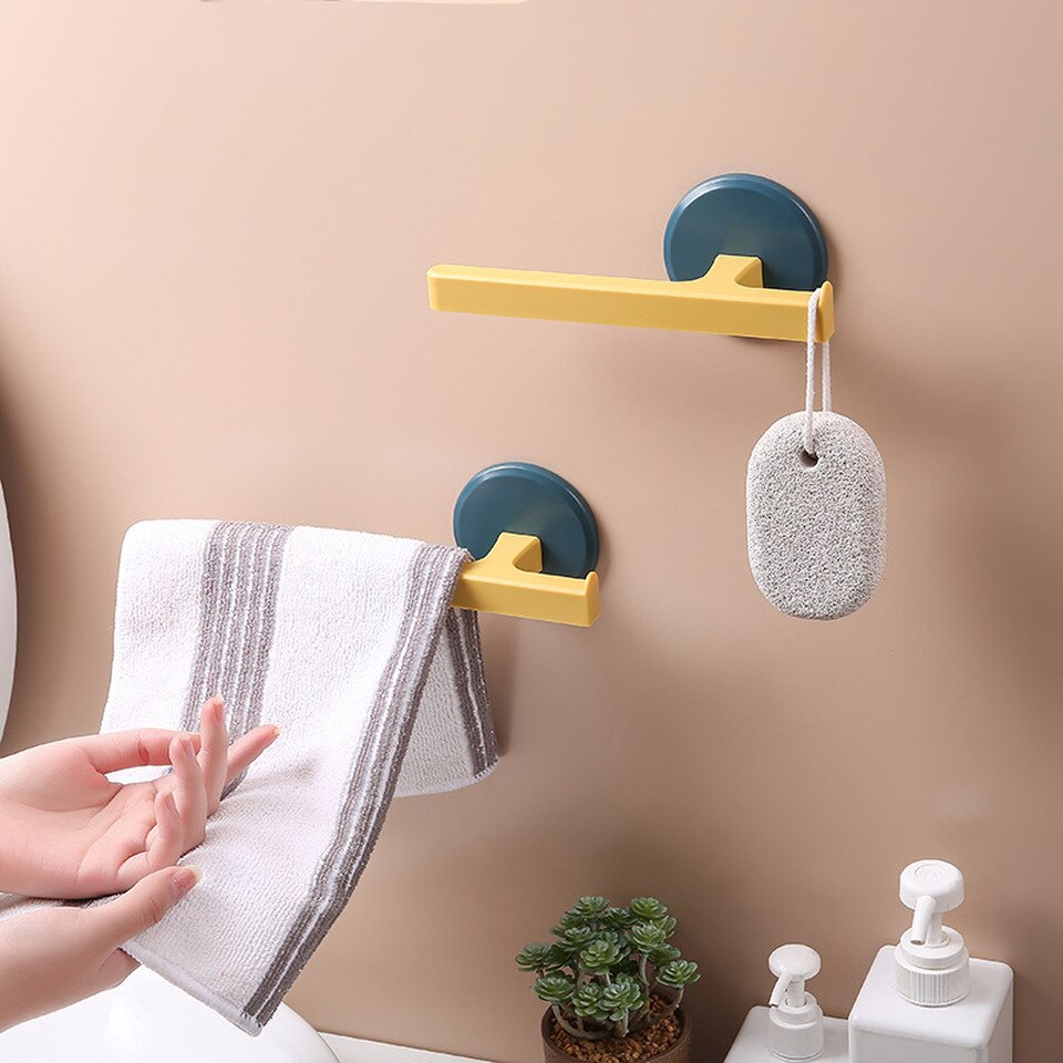 Kitchen towel rack single pole self-adhesive wall rack bathroom towel rack wall brief fasionHanging rod restroom accessories