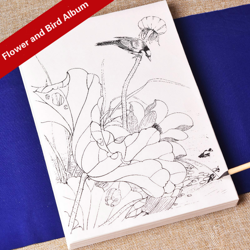 Line Drawing Tracing Paper Flower Bird Tracing Drawing Manuscript Beginner Ripe Xuan Paper Drawing Chinese Watercolor Painting