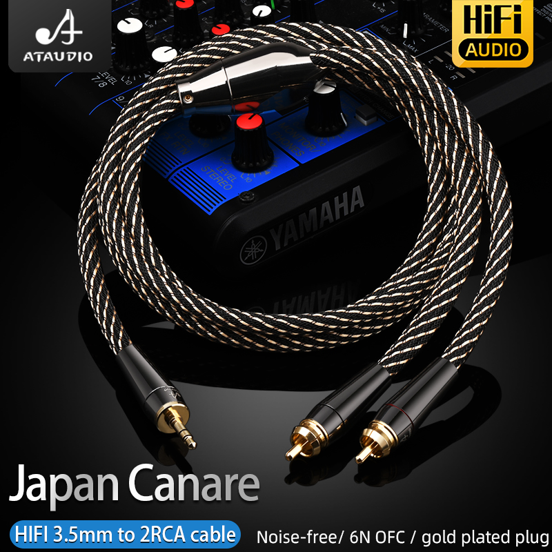 3,5mm til 2RCA Lydkabel - Stereo 3,5mm Jack til 2RCA Han AUX Kabel til MP3, Telefon, Forstærker, Højttaler