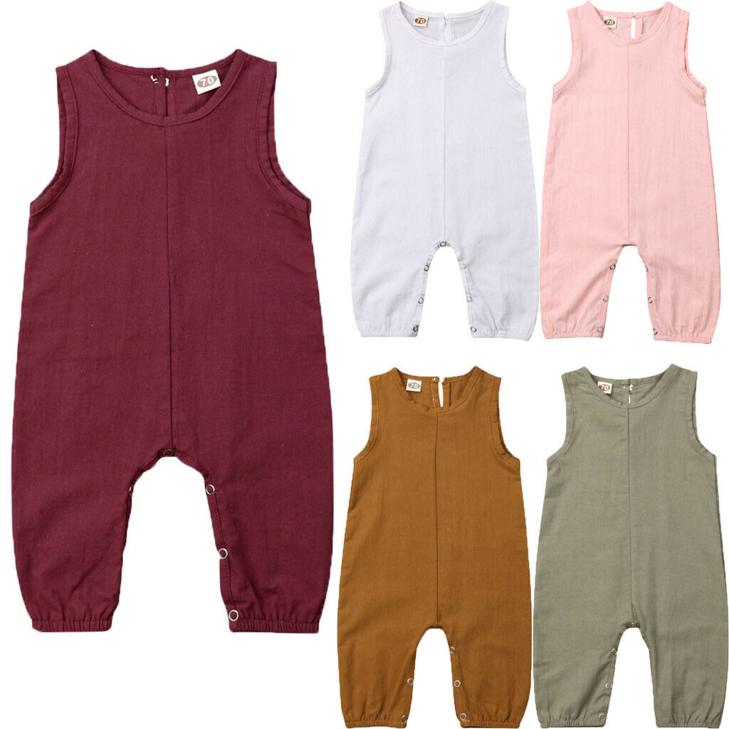Peuter Pasgeboren Baby Jongen Meisje Mouwloos Bodysuit Jumpsuit Speelpakje Outfits Zomer Kleding 0-24M