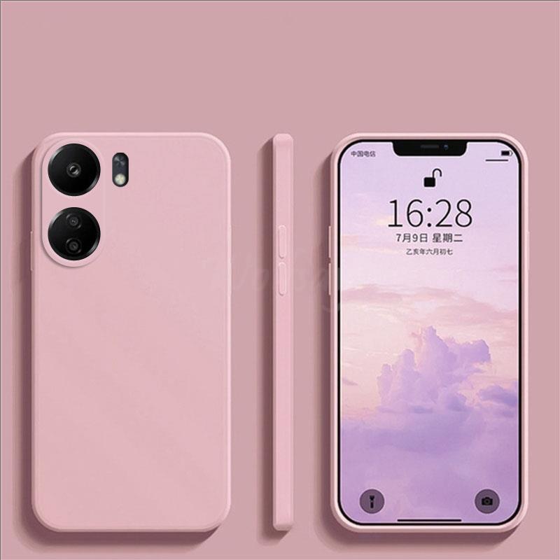 Für Xiaomi POCO C65 Fall Flüssigkeit Silikon Plain Gummi Fundas Schutz Fall POCO C65 Abdeckung TPU Telefon Fall POCO C65 Abdeckung: Rot