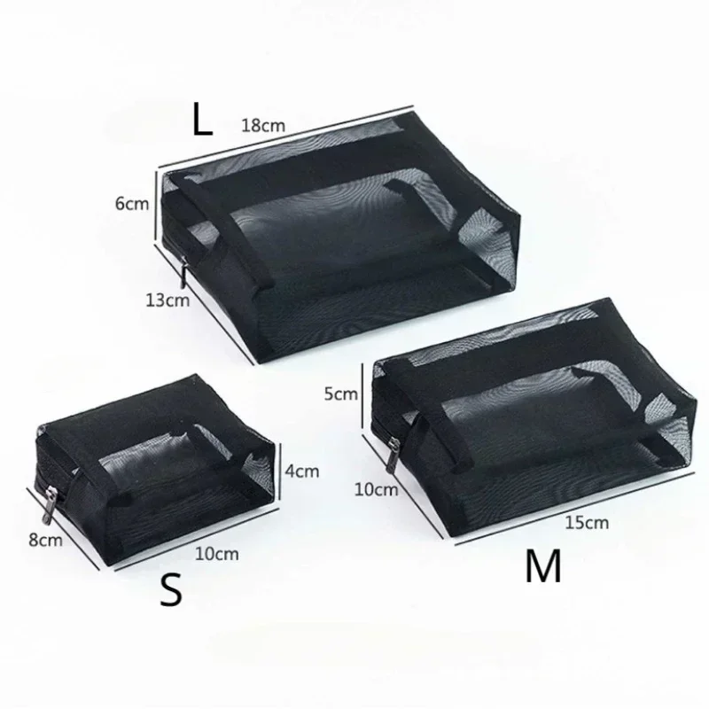 1pc Frauen Reisen Kosmetik Tasche transparent Gittergewebe machen-hoch fallen Organizer Lagerung Beutel lässig Reißverschluss machen-hoch Kulturbeutel Waschen Taschen: M / Gold