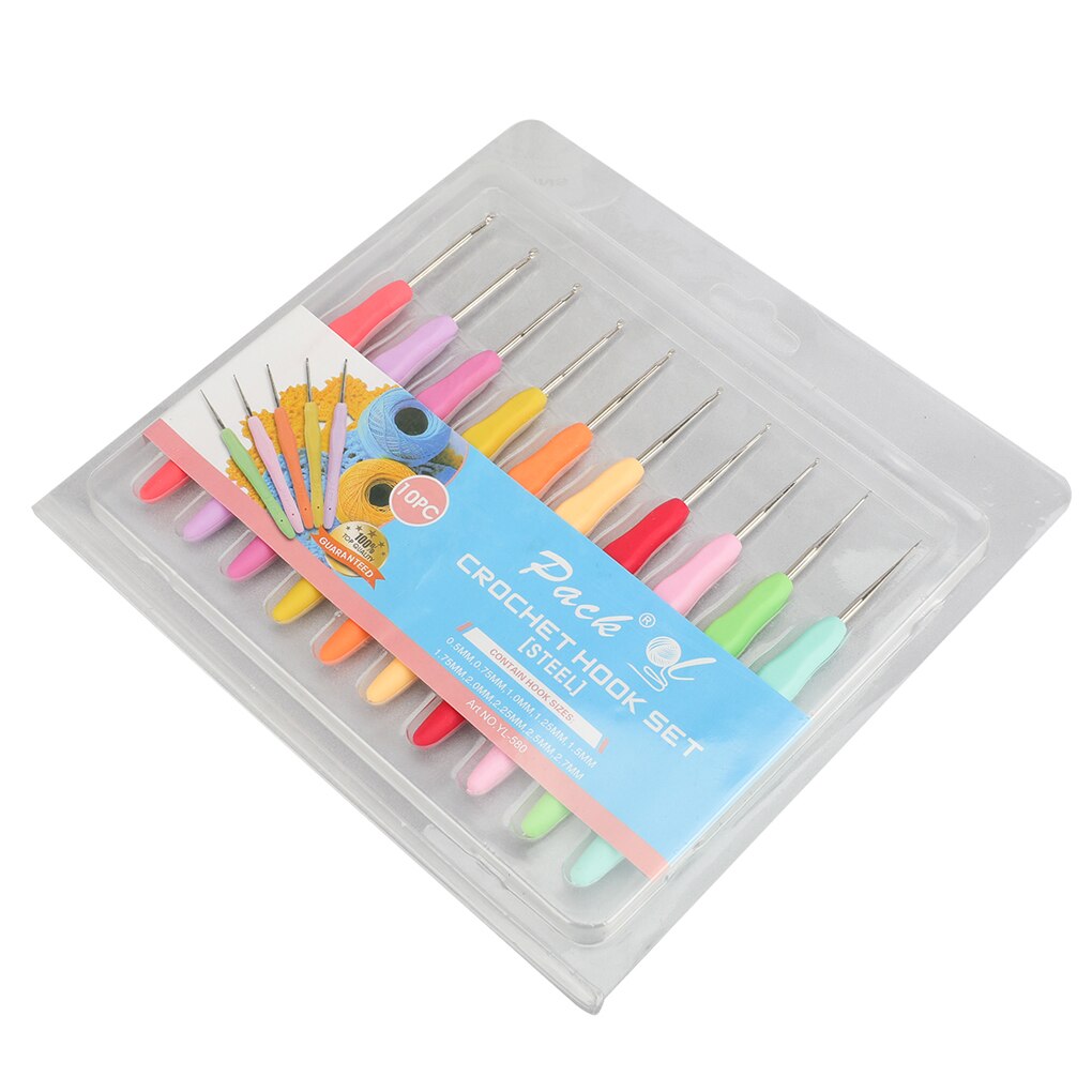 10pcs Small Size Lace Crochet Hooks Set Soft Grip Handle Knitting Weave Yarn Craft Crochet Hooks