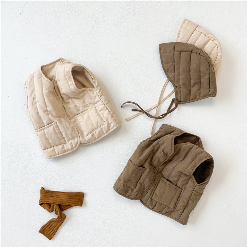 Baby Vest Jongens Meisjes Warm Winter Katoenen Jas Met Hoed Dikke Paded Vest Puffer Outfit Kinderen Kleding