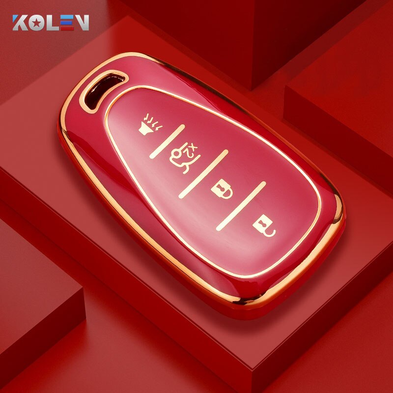 Tpu Auto Remote Key Case Cover Shell Voor Chevrolet Chevy Camaro Cruze Malibu Sonic Volt Tracker Spark Bolt Trax keyless: 4 Button Red