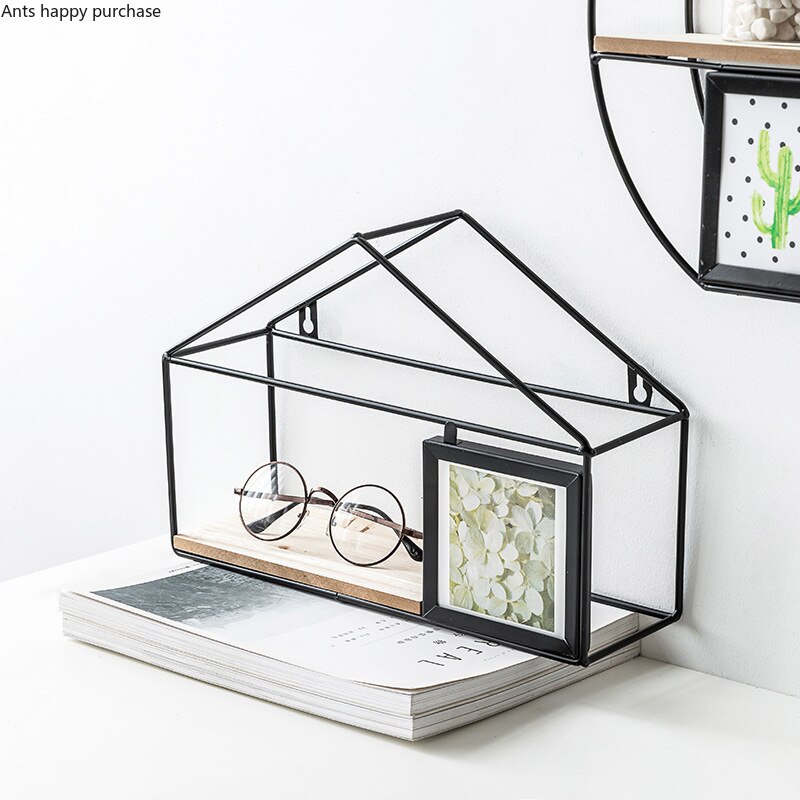 Wooden Storage Racks Hanging Decor Storage Box Photo frame Flower Pot House Storage Rack Wall Book Figurines Display Shelves