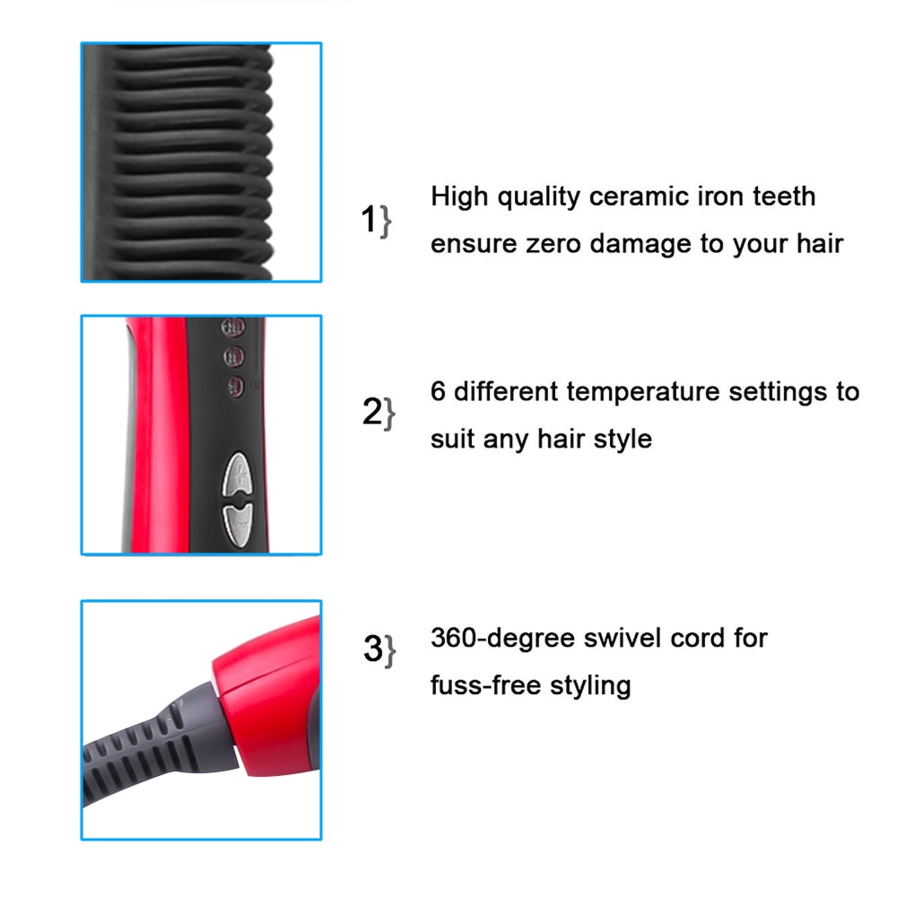 Skæg glattejern keramiske hår glattejern multifunktionel hårbørste krøllejern glattejern hurtig hårstyler 6
