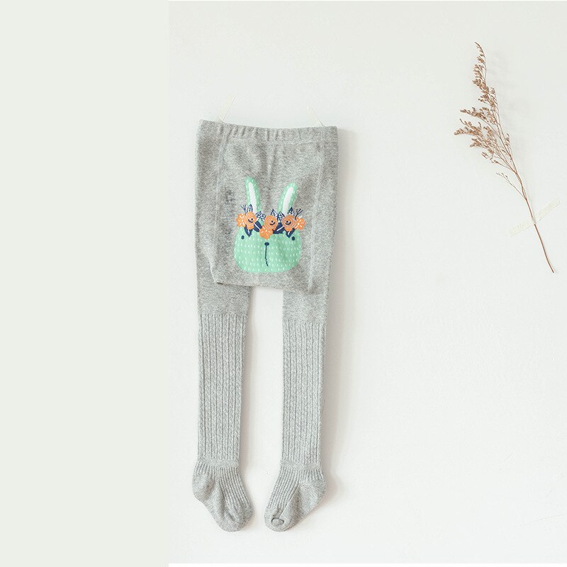 Spring Summer Baby Boys Cotton Pantyhose for Girls Cute Cartoon Tights Big Hip Stockings: grey rabbit / 95-105cm