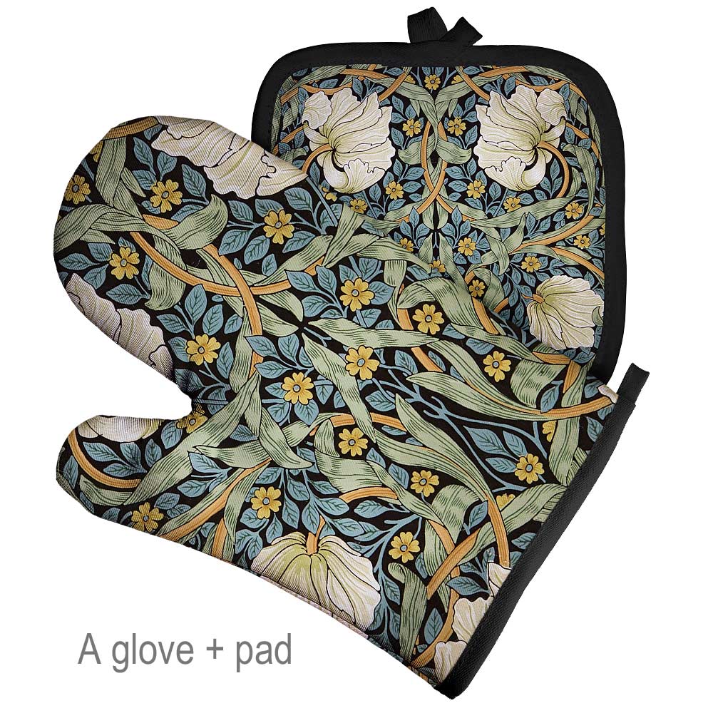 Retro Pattern Microwave Glove Potholder Polyester Oven Mitt Insulation Gloves Kitchen Pad Baking BBQ Gloves Home Decor: WHITE