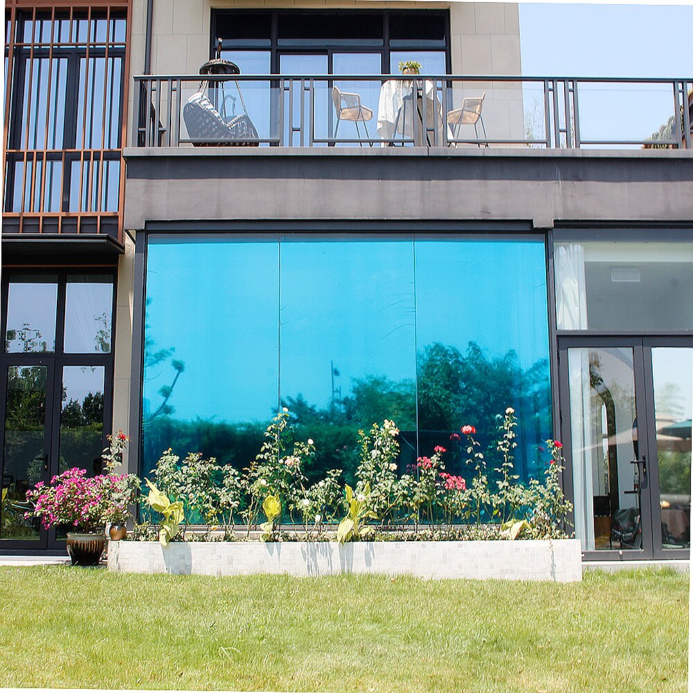 Sunice blå og sølv envejs spejlet vinduesfilm hjemmekontor bygning varmeisolering dekorative solfarvetone