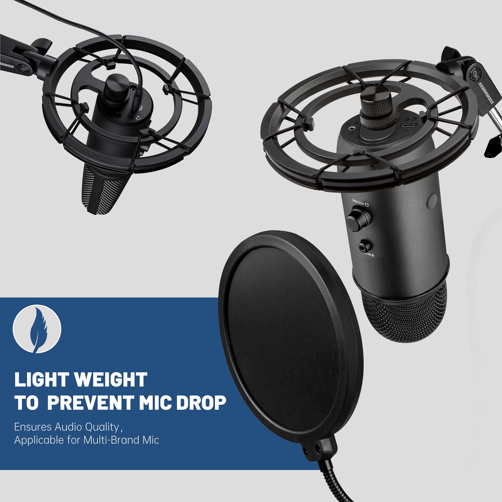 Mikrofon Shock Mount Leichte Metall Shock Mount Passenden Boom Arm Mic Stand für Podcast,Gaming, Aufnahme