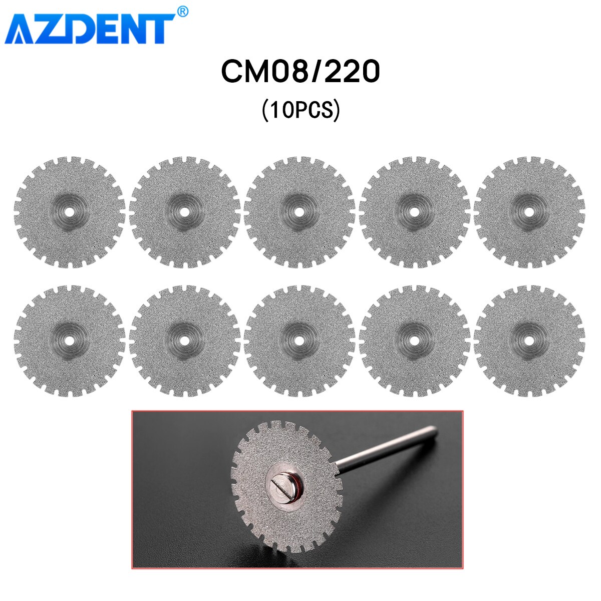 AZDENT 11 Sizes Dental Lab Diamond Disc 0.20mm Ultra-thin Double Side Grit Disk Cutting Tool Dia 22mm Polisher Dentistry Dentist: 10PCS CM08