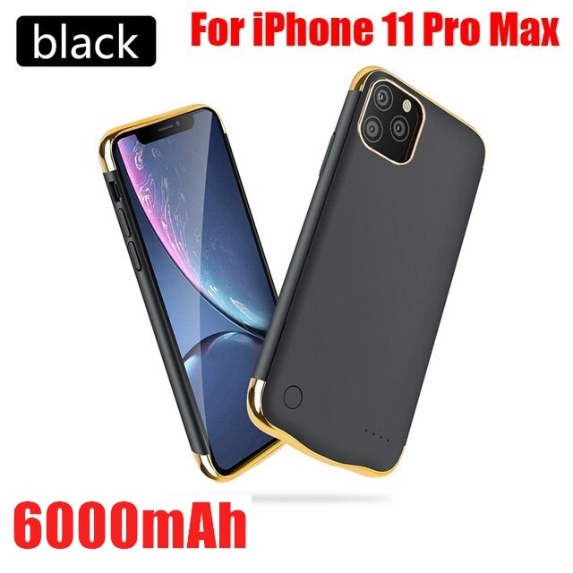 10000mAh Battery Charger Case Powerbank For iPhone 11 Pro iPhone 12 Pro Max iPhone 11 Pro Max Power Bank Battery Charging Case: i 11Pro Max Black