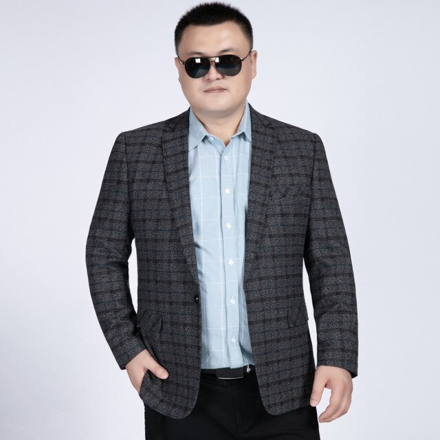 Frühling neue männer Blazer 8XL Plus größe verlieren lässig karierten anzug große größe jacke flut Western-stil kleidung: Grau / 8XL