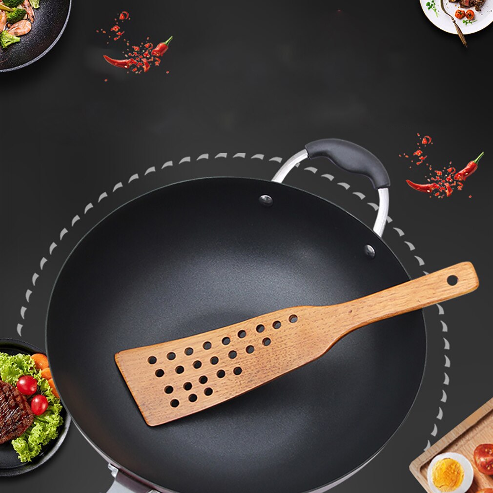 No-Stick Wooden Spatula Turner Fried Shovel Natural Bamboo Wood Cooking Kitchen Dining Mixing Cooking Tool