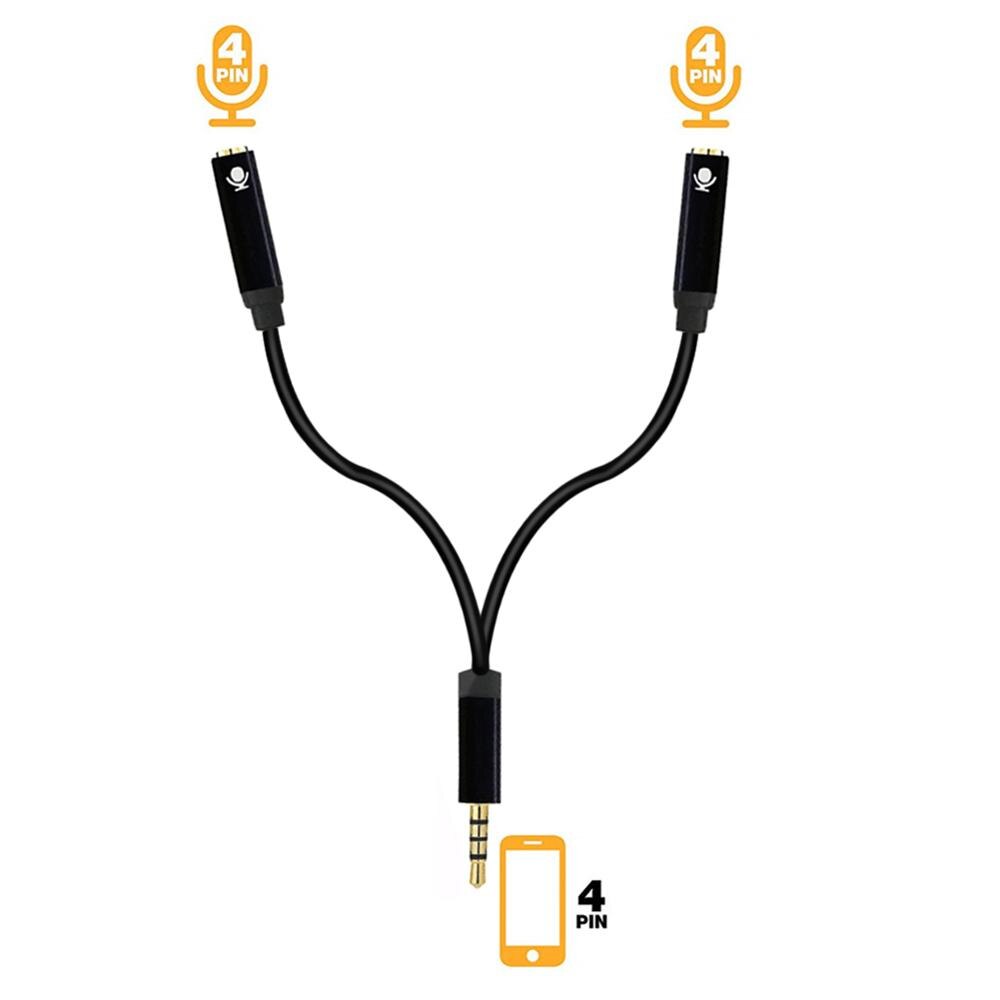 3.5Mm Mic Headset Splitter Adapter 2 Microfoons In 1 Kabel 4-Pole Male Naar Dual Vrouwelijke Hoofdtelefoon microfoon: Default Title