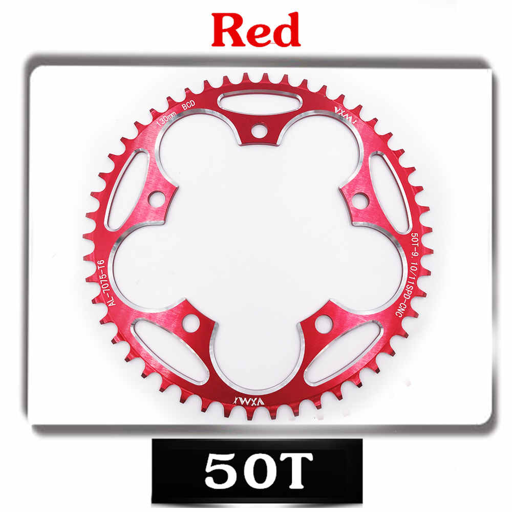 Ronde smalle brede kettingblad racefiets fiets 130 bcd 50t 52t 54 t 56t 58t 60t crankstel tandplaat onderdelen 130 bcd: 50t rode