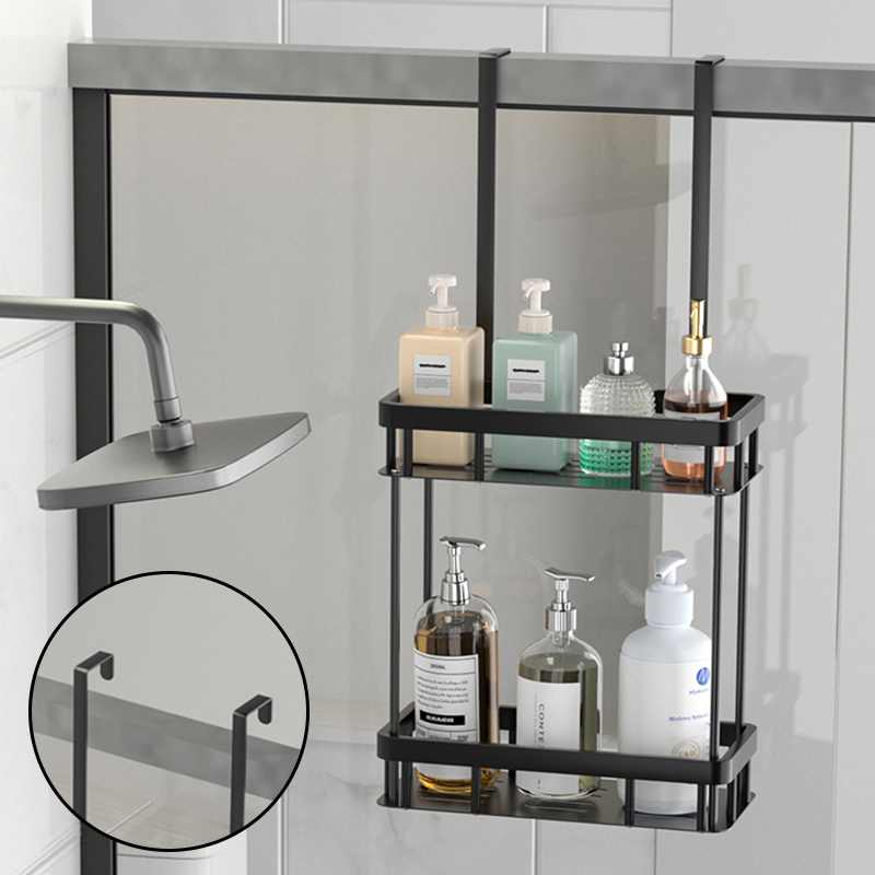 1pc Over The Door Shower Caddy, Bathroom Storage Rack, Bathroom Hanging Shelf, Double Layer Shower Shelf, Bathroom Caddy Organiz