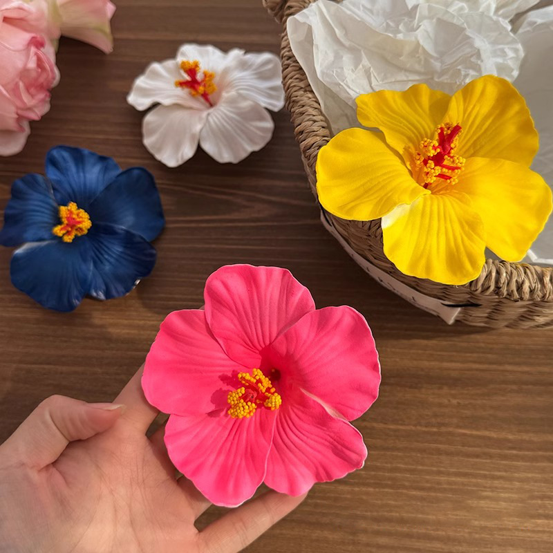 Pasadores de flores de hibisco, pinzas para el cabello de flores, Plumeria hawaiana, horquillas nupciales, horquilla rosa, de viaje para playa y verano, joyería