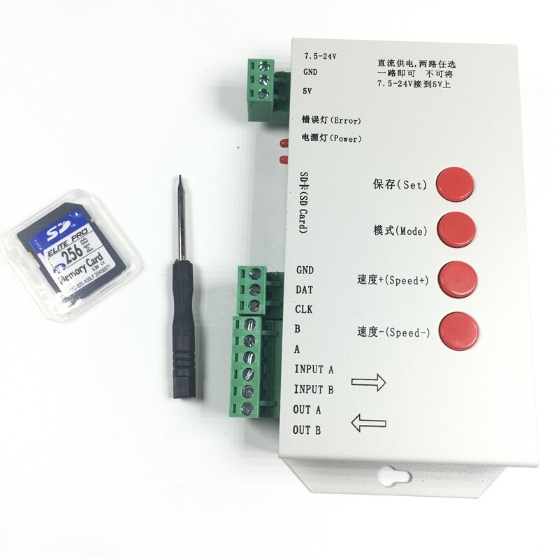 T1000s sd-kort  ws2801 ws2811 ws2812b lpd 6803 led 2048 pixels controller  dc5 ~ 24v t -1000s rgb led controller