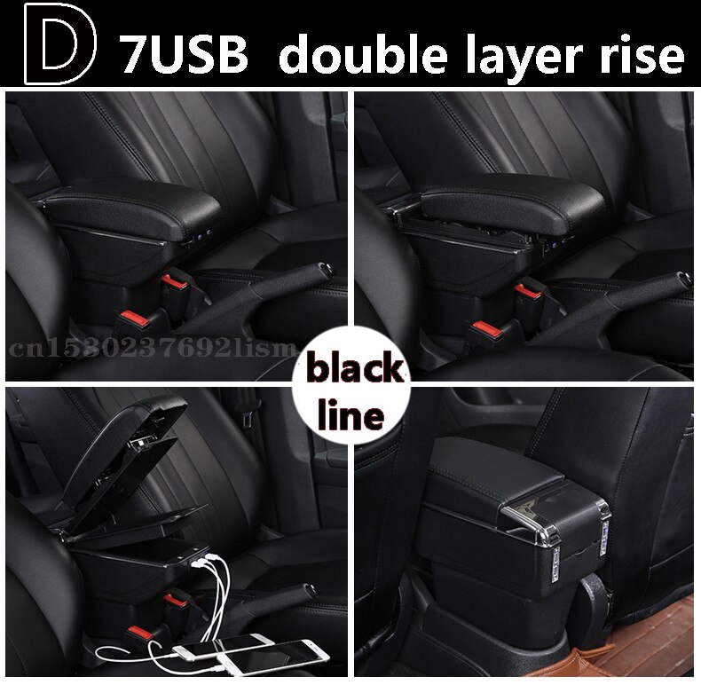 Für Opel Astra Armlehne Kasten Opel Astra J Universal- Auto Zentrale Armlehne Lagerung Kasten Tasse Halfter Aschenbecher Änderung Zubehör: D  Schwarz Linie