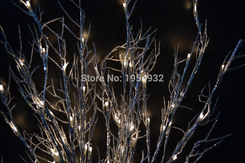 40 "glitter sølv koral gren kvist lys ledet gren lys 40 " med 60 led elektrisk type 3v dc adapter + batterikasse