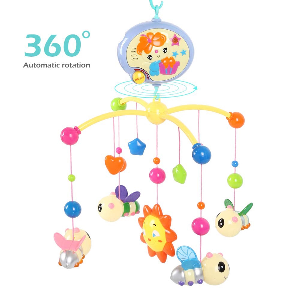 Pasgeboren Baby Musical Rammelaars Wieg Bed Wieg Mobiele Bee Animal Hangers Nusery Lullaby Speelgoed 360 Graden Roterende