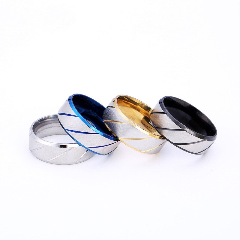Anillo infinito de boda con patrón de ondas doradas para hombre y mujer, anillos de acero de titanio para pareja, joyería de compromiso,