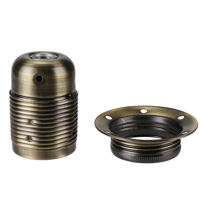 Portalampada a portato E27 Vintage ▾ fai-da-te base per lampadina a sospensione industriale con anello Portalampada adattatore per attacco a vite retrò: marrone