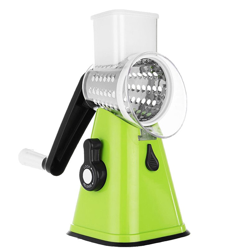 Trancheuse Swift rotative Mandoline multifonctionnelle 3 en 1 râpe à légumes, hachoir à fromage et noix, broyeur: Green