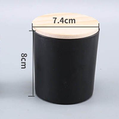 Transparente Glas Kerze Tasse mit Holz Deckel matt schwarz Wachs Container Kerzenhalter Heimat Dekor Aromatherapie, der DIY Kerzen Gläser: matt Schwarz 7.4x8cm