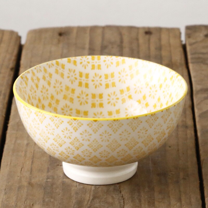Nordic machine-printed under-glazed ceramic tableware Japanese 4.5-inch high-foot anti-scald soup bowl millet rice bowl: B-16