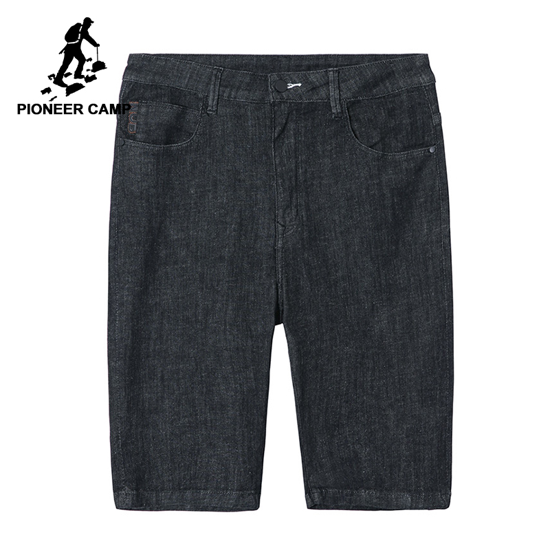 Pioneer camp denim shorts mænd mærketøj solid jean shorts mænd tynd sommer bermuda mand sort anz 803127
