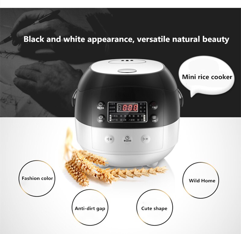 Rice cooker, mini multifunction for 1-2 people, household intelligent small capacity rice cooker